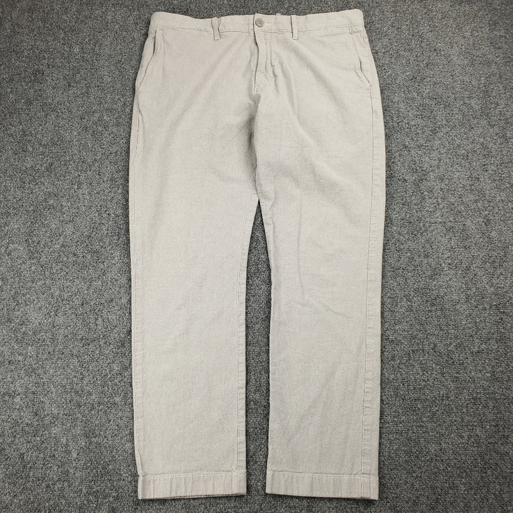 J Crew 484 Slim Chino Pants Mens 34x30 Stretch Cotton Gray Khaki Business Casual